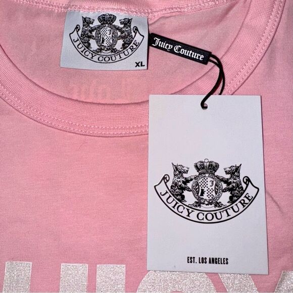 Juicy Couture JUICY GIRL NEXT DOOR Hilton Glitter T-Shirt Juicy Pink Sz X-Large - Picture 3 of 9